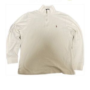 cream polo ralph lauren “estate rib” quarter zip long sleeve